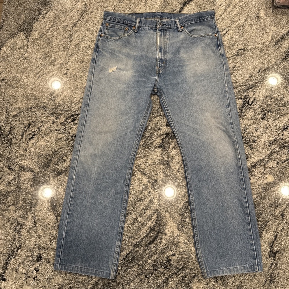 Levi's 505 Men's Light Wash Blue Denim Jeans Light Distressing Size‎ 36x32 #771